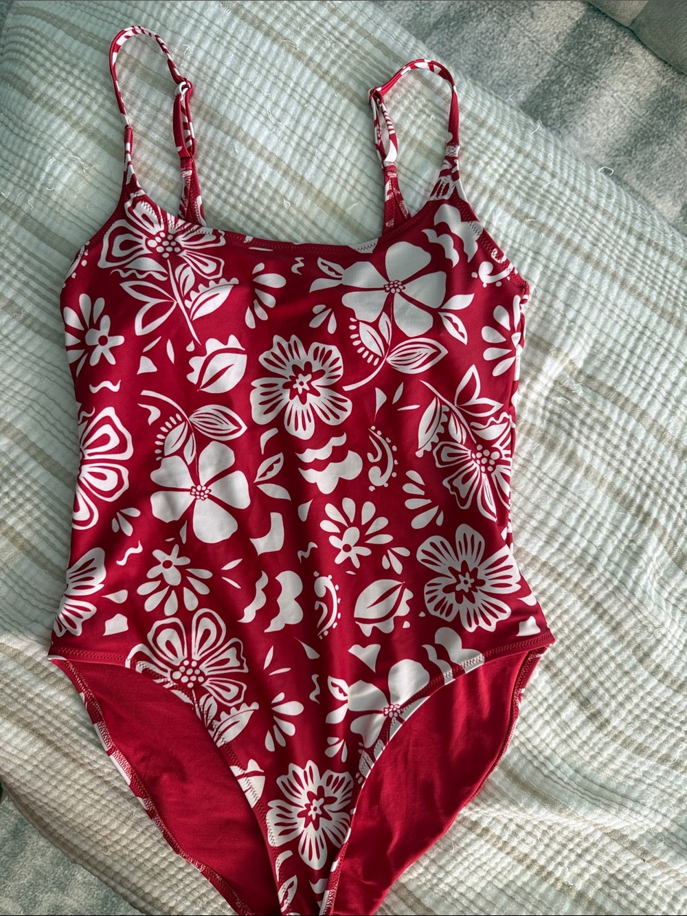 Old Navy Red and White Floral One-Piece Swimsuit